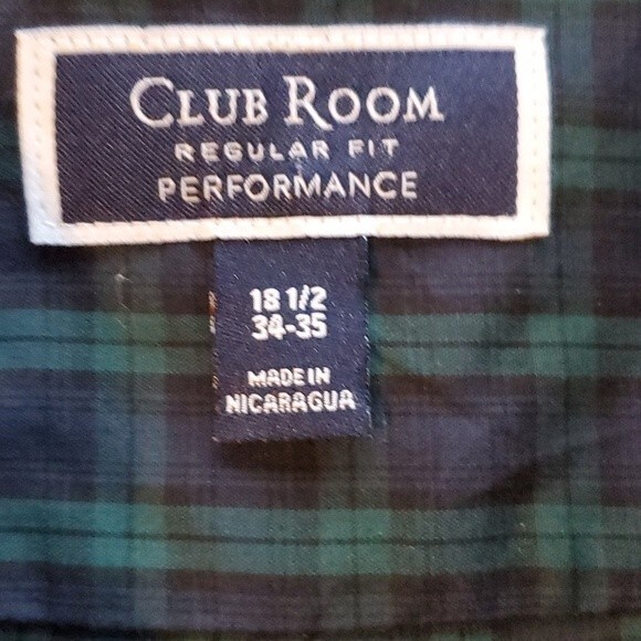 CLUB ROOM PERFORMANCE BLACKWATCH PLAID COTTON  BUTTON UP SHIRT 18.5 34/35  MEN - Picture 2 of 9